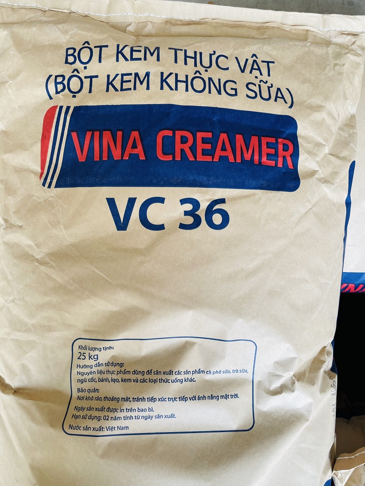 Bột kem béo thực vật VC36 (bột kem không sữa) nguyên liệu thực phẩm dùng để sản xuất các sản phẩm cà phê sữa, trà sữa, ngũ cốc, bánh, kẹo